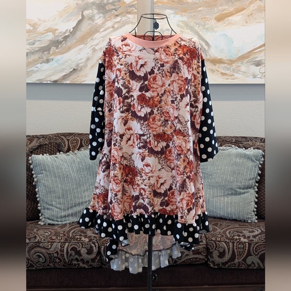Floral and Polka Dot Custom Made High-Low Top